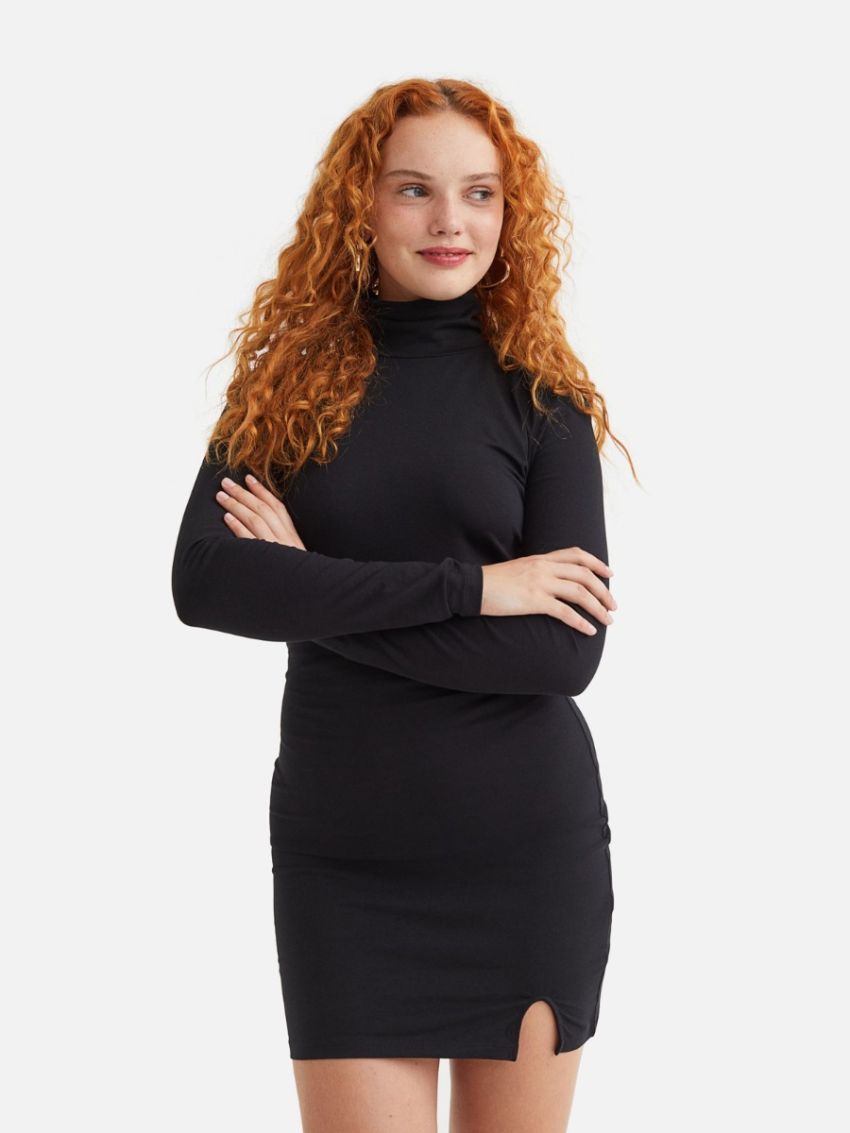 Polo-neck Body Dress