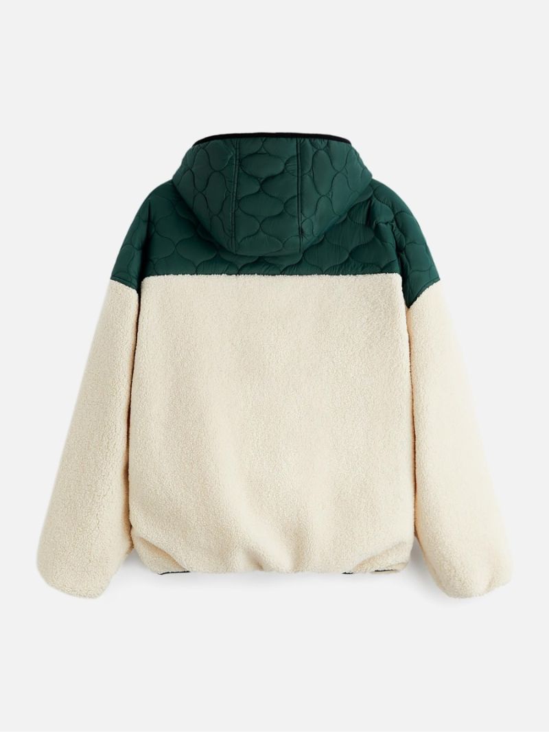 Contrast Faux Shearling Coats